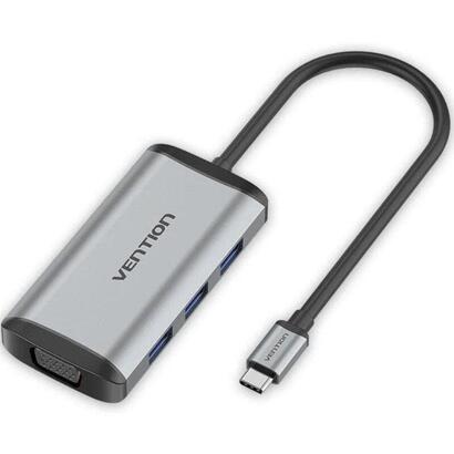 docking-usb-tipo-c-vention-tgshb-3xusb-1xhdmi-4k-1xvga-1xusb-tipo-c-pd-gris