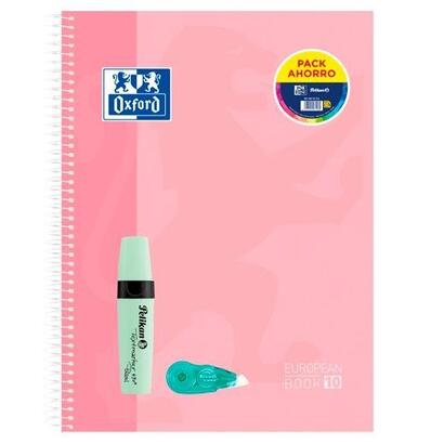 oxford-pack-cuaderno-europeanbook-10-touch-150h-a4-5x5-tapa-extradura-textmarker-490-fancy-roller-pastel