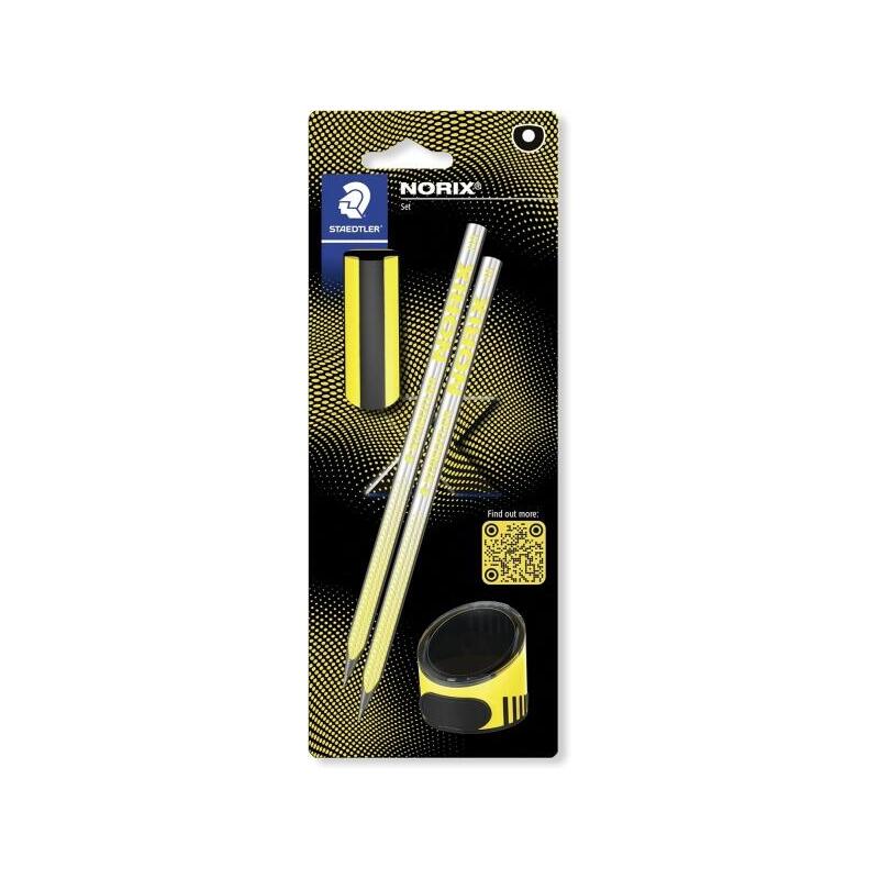 staedtler-norix-pack-de-2-lapices-de-grafito-hb-borrador-sacapuntas-madera-negra-diseao-inteligente