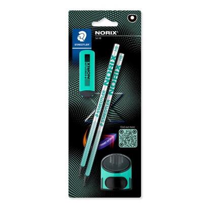 staedtler-norix-pack-de-2-lapices-de-grafito-hb-borrador-sacapuntas-madera-negra-diseno-inteligente