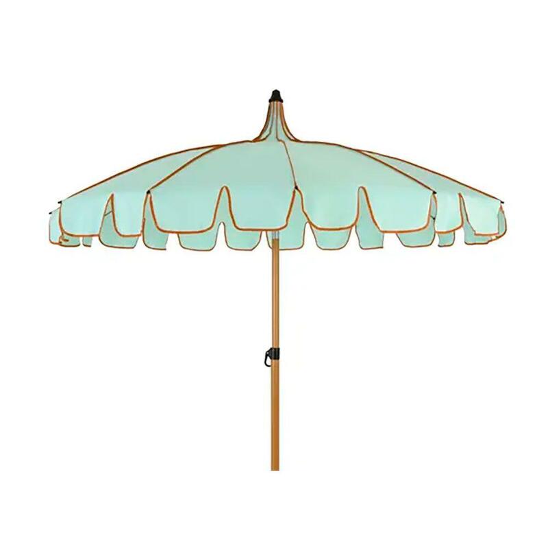 parasol-para-jardin-verde-agua-con-ribete-coral-o195-x-215-cm