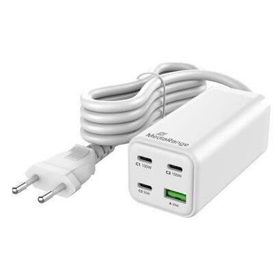 mediarange-cargador-100w-4-port-1x-usb-a-3x-usb-c-gan-blanco