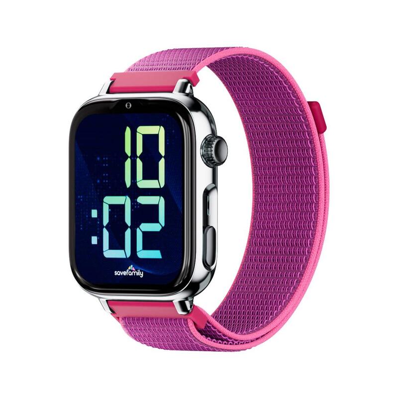 smartwatch-savefamily-savewatch-plus-2-plata-con-correa-de-tela-frambuesa-smartwatch-4g-para-ninos