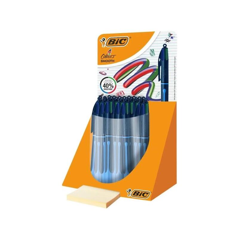 bic-4-colours-smooth-drop-expositor-de-30-boligrafos-de-bola-retractil-punta-media-de-10mm-escritura-un-40-mas