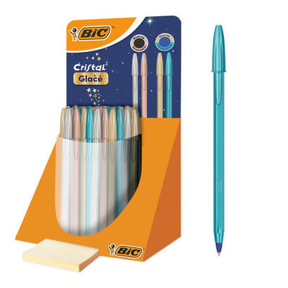 bic-cristal-glace-expositor-con-40-boligrafos-de-bola-cuerpo-opaco-en-colores-metalizados-mate-punta-redonda-de-1mm