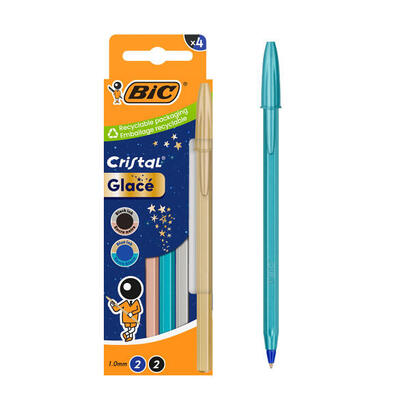 bic-cristal-glace-pack-con-4-boligrafos-de-bola-cuerpo-opaco-en-colores-metalizados-mate-punta-redonda-de-1mm-