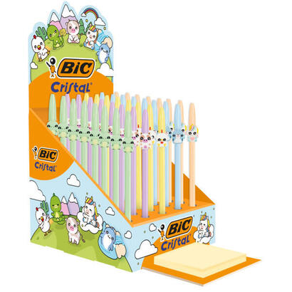 bic-cristal-pastel-figurines-expositor-con-40-boligrafos-de-bola-cuerpo-opaco-en-colores-pastel-con-figuras-de