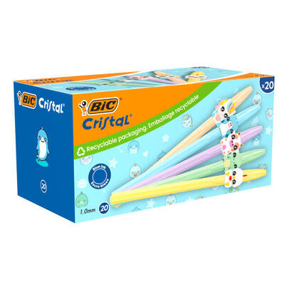bic-cristal-pastel-figurines-pack-con-20-boligrafos-de-bola-cuerpo-opaco-en-colores-pastel-con-figuras-de-animales-