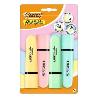 bic-marking-highlighter-flat-pastel-pack-de-4-marcadores-fluorescentes-punta-biselada-trazo-entre-120-y-460-mm-