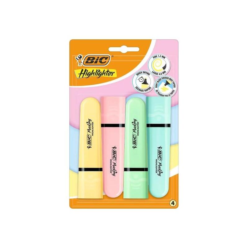 bic-marking-highlighter-flat-pastel-pack-de-4-marcadores-fluorescentes-punta-biselada-trazo-entre-120-y-460-mm-