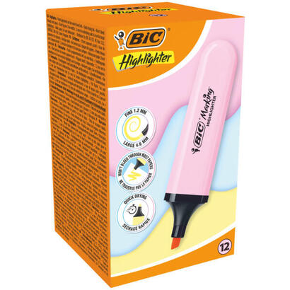 pack-de-12-unidades-bic-marking-highlighter-flat-marcador-fluorescente-punta-biselada-trazo-entre-120-y-460-mm-