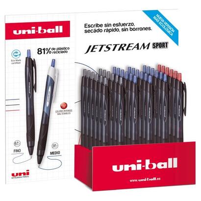 uni-ball-sxn-157e-jetstream-sport-expositor-de-36-boligrafos-retractiles-punta-de-bola-07mm-tinta-pigmentada