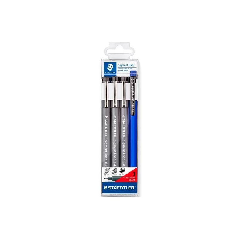 pack-de-10-unidades-staedtler-rotulador-pigment-liner-negro-estuche-3-ud-1-portaminas-de-regalo