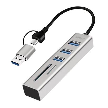 hub-usb-30-3-puertos-usb-a-ranura-sdmicrosd-cable-de-conexion-2-en-1-5-gbits-plateado