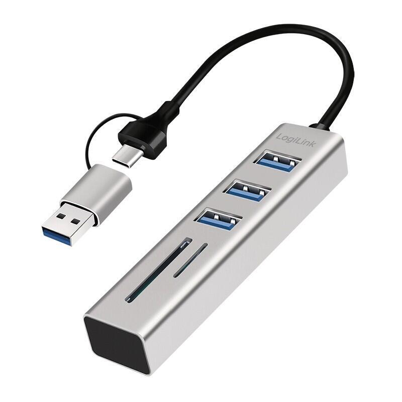 hub-usb-30-3-puertos-usb-a-ranura-sdmicrosd-cable-de-conexion-2-en-1-5-gbits-plateado