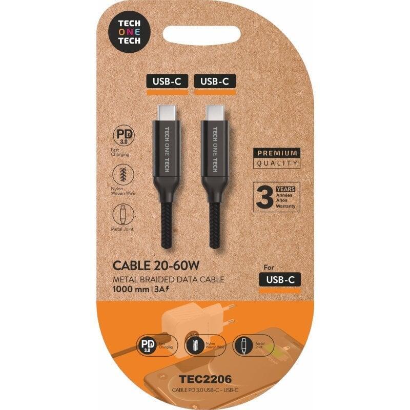 cable-usb-20-tipo-c-tech-one-tech-tec2206-usb-tipo-c-macho-usb-tipo-c-macho-hasta-60w-480mbps-1m-negro
