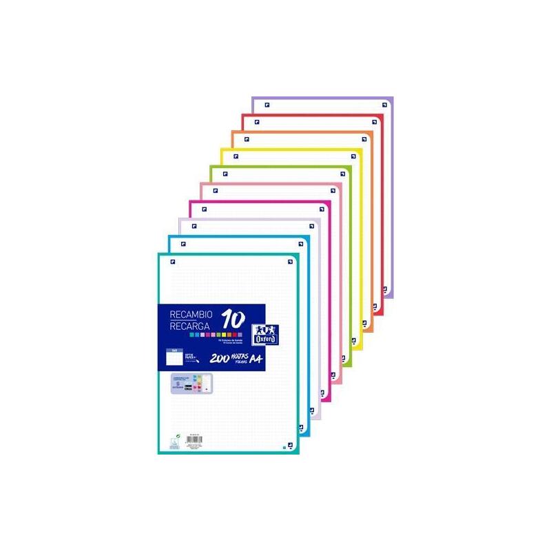 oxford-recambio-paquete-200-hojas-sueltas-4-taladros-a4-5x5-10-colores