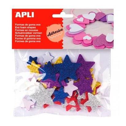 pack-de-5-unidades-apli-formas-goma-eva-adhesivas-estrellas-con-purpurina-metalizada-colores-surtidos-50u-