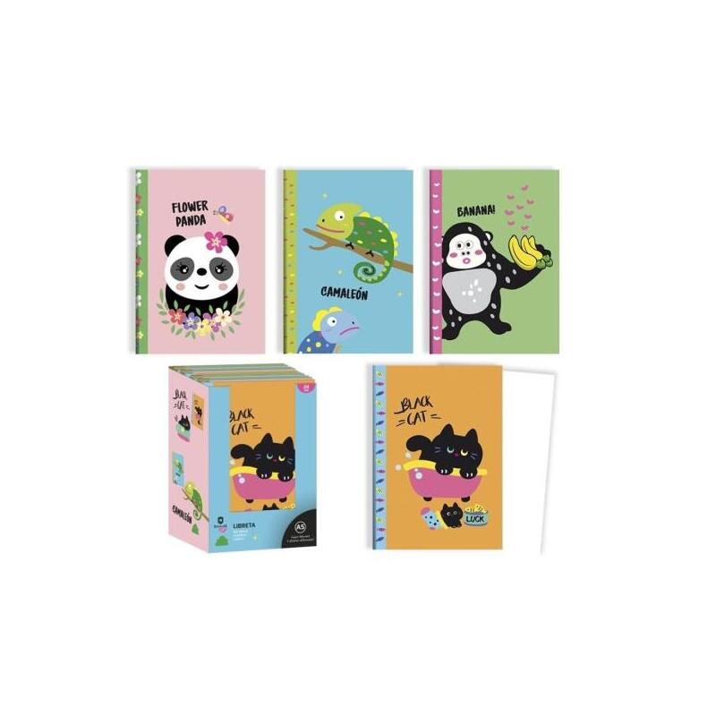 pack-de-24-unidades-bismark-animals-libreta-grapada-a5-32-hojas-lisas-portada-con-disenos-de-animales-tacto-soft-
