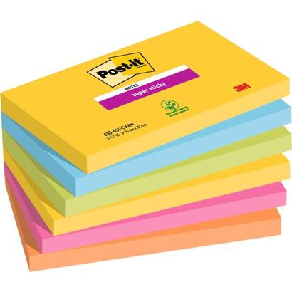 post-it-super-sticky-pack-de-6-blocs-de-90-notas-adhesivas-reposicionables-forma-rectangular-colores-surtidos