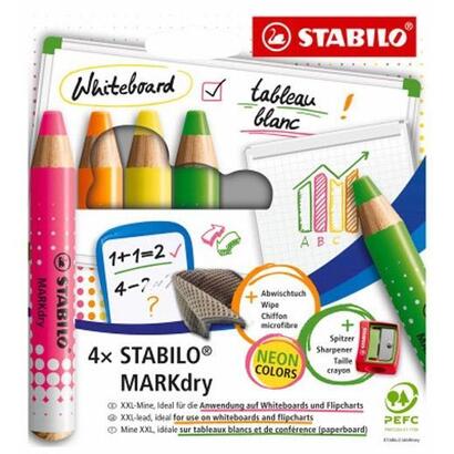 stabilo-marcador-en-seco-markdry-neon-para-pizarra-blanca-y-de-papel-csurtidos-estuche-4-ud
