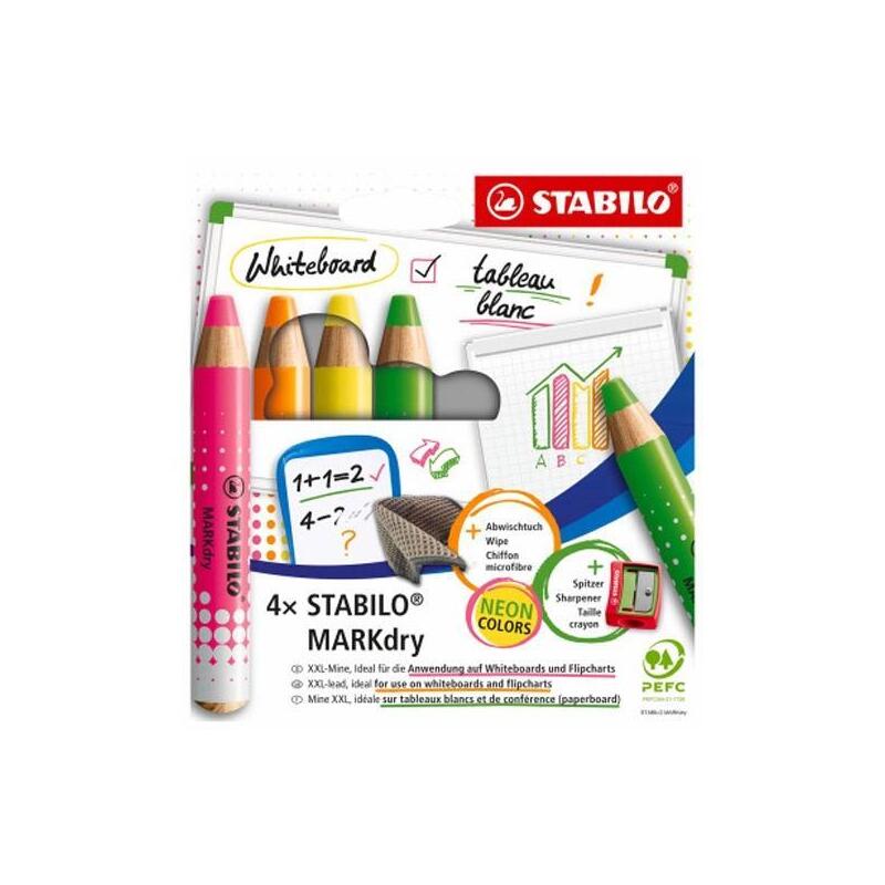 stabilo-marcador-en-seco-markdry-neon-para-pizarra-blanca-y-de-papel-csurtidos-estuche-4-ud