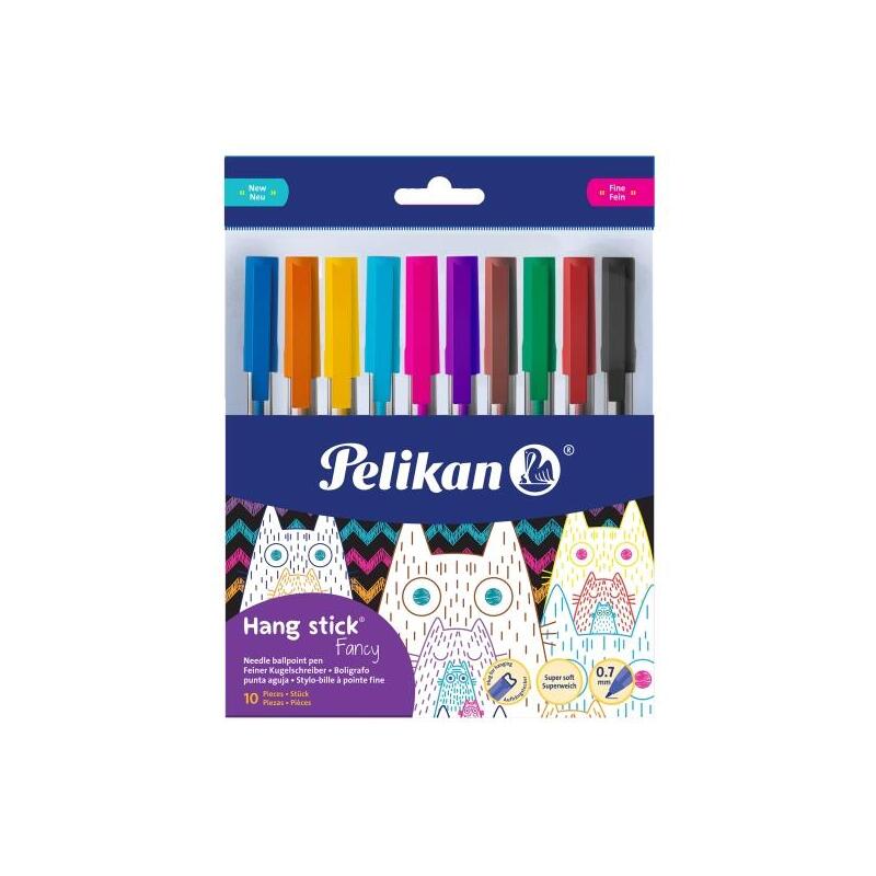 pelikan-hang-stick-pack-de-10-boligrafos-de-bola-trazo-de-07mm-capuchon-antiasfixia-cuerpo-triangular-ergonomico