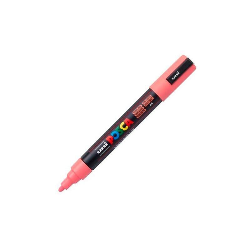 pack-de-6-unidades-posca-marcador-pc-5m-no-permanente-punta-forma-de-bala-18-25-mm-rosa-coral