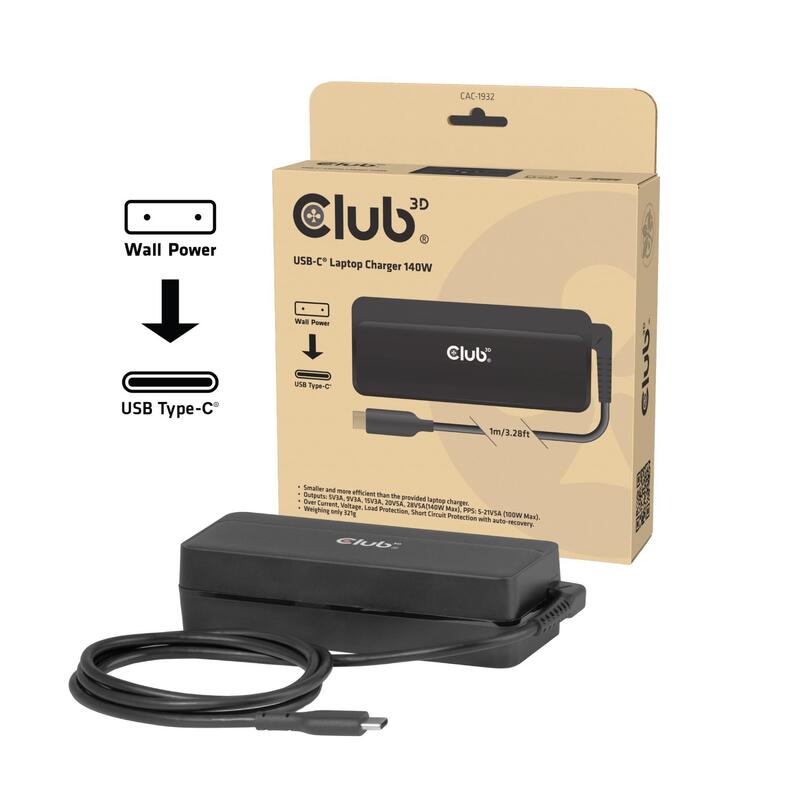 club3d-laptop-cargador-usb-c-pd31-140w-gan-retail