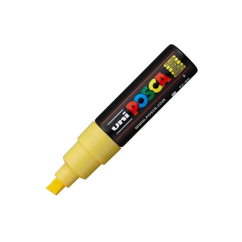 pack-de-6-unidades-posca-marcador-pc-8k-no-permanente-punta-biselada-80mm-amarillo