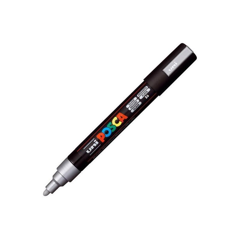 pack-de-6-unidades-posca-marcador-pc-5m-no-permanente-punta-forma-de-bala-18-25-mm-plata
