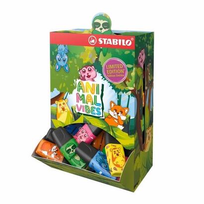 stabilo-boss-mini-animal-vibes-expositor-con-50-mini-marcadores-fluorescentes-trazo-entre-2-y-5mm-tinta-con-base-de