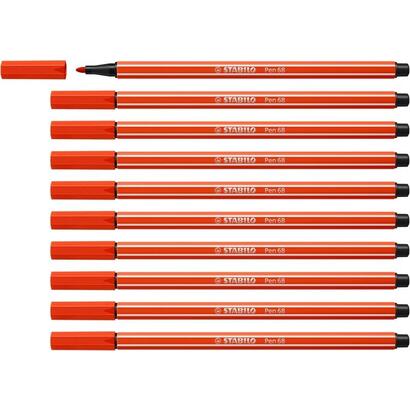 pack-de-10-unidades-stabilo-pen-68-rotulador-de-punta-de-fibra-trazo-de-1mm-aprox-tinta-con-base-de-agua-color