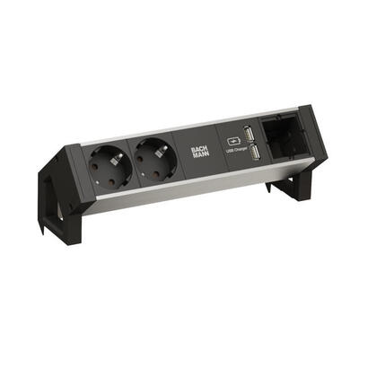 bachmann-desk2-alu-negro-2x-schutzkontakt-1x-usb-charger-1x-abd-gst18