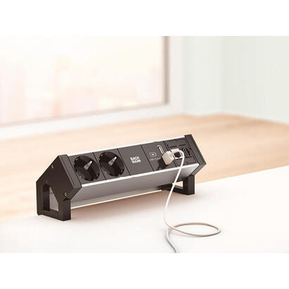 bachmann-desk2-alu-negro-2x-schutzkontakt-1x-usb-charger-1x-abd-gst18
