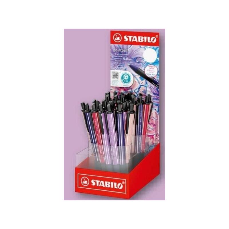 stabilo-pointball-naturecolors-wildflower-expositor-con-38-boligrafos-retractiles-trazo-05mm-hechos-con-87