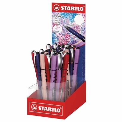 stabilo-worker-naturecolors-wildflower-expositor-con-30-boligrafos-de-tinta-liquida-trazo-05mm-escritura-suave-y