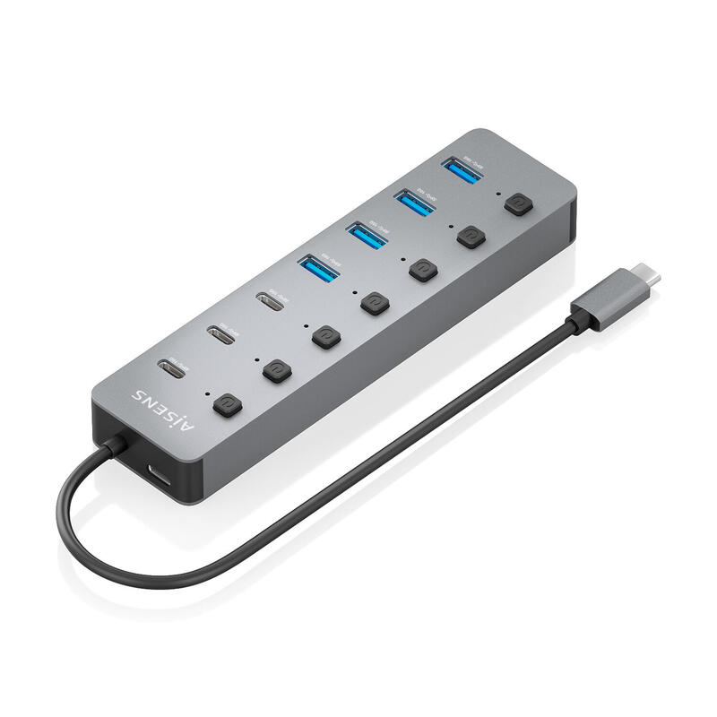 aisens-hub-usb32-gen2-10g-usb-c-usb-cm-4xusb-ah3xusb-ch1xusb-ch-pd30-100w-gris-30cm