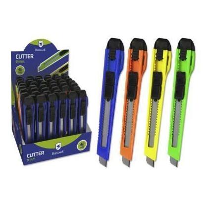 pack-de-48-unidades-bismark-cutter-estrecho-cuchilla-fracturable-de-9-mm-sistema-bloqueo-cuchilla-intercambiable-colores-surtido
