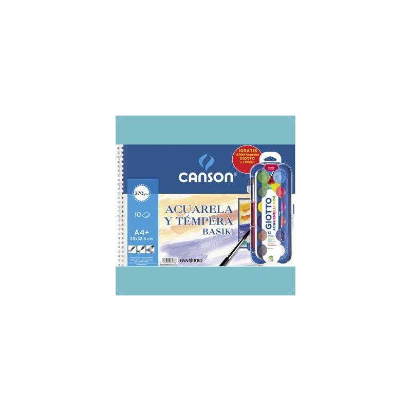 pack-de-10-unidades-canson-bloc-acuarela-y-tempera-basik-espiral-10-hojas-12-acuerlas-mini-pincel-gratis-370gr-23x325cm-unitario