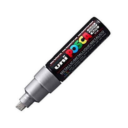 pack-de-6-unidades-posca-marcador-pc-8k-no-permanente-punta-biselada-80mm-plata-metalico