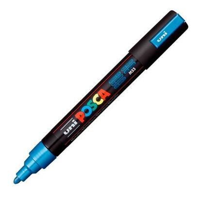 pack-de-6-unidades-posca-marcador-pc-5m-no-permanente-punta-forma-de-bala-18-25-mm-azul-metalico