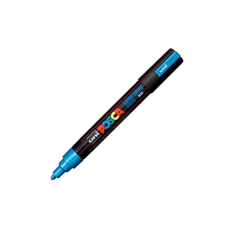 pack-de-6-unidades-posca-marcador-pc-5m-no-permanente-punta-forma-de-bala-18-25-mm-azul-metalico