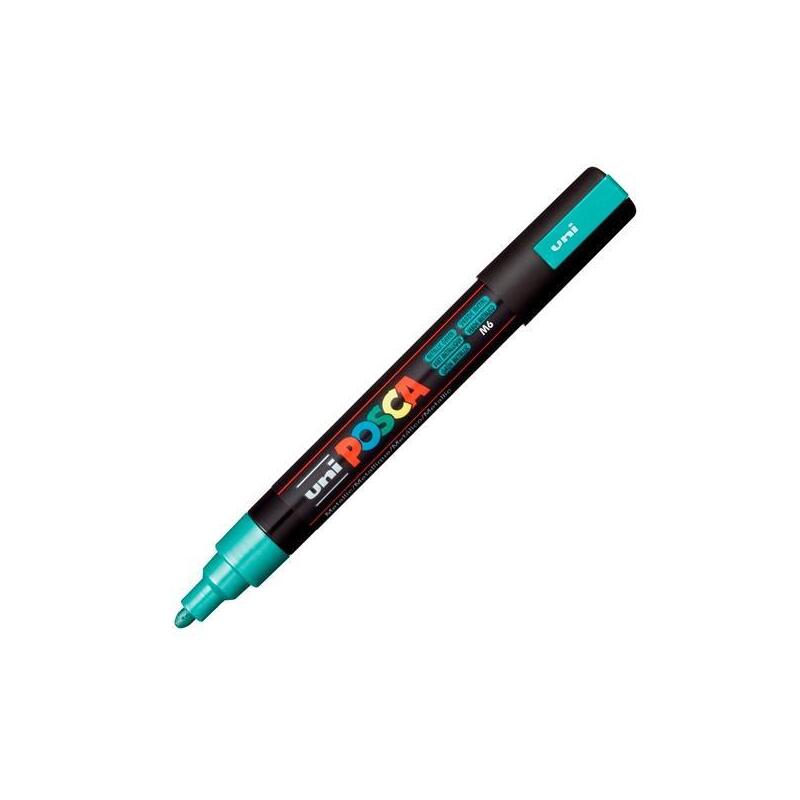 pack-de-6-unidades-posca-marcador-pc-5m-no-permanente-punta-forma-de-bala-18-25-mm-verde-metalico