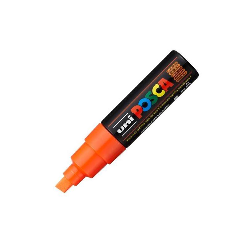 pack-de-6-unidades-posca-marcador-pc-8k-no-permanente-punta-biselada-80mm-naranja-fluor