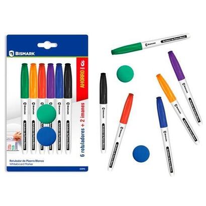 pack-de-12-unidades-bismark-rotuladores-pizarra-blanca-colores-surtidos-blister-6-ud-2-imanes
