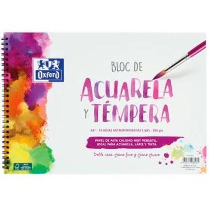 pack-de-5-unidades-oxford-bloc-pintura-acuarela-y-tempera-10h-300gr-espiral-a4-liso-blanco