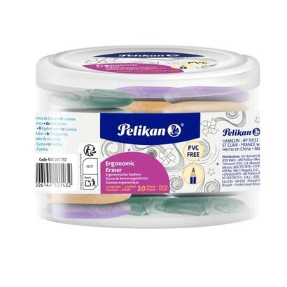 pelikan-ergonomic-eraser-pack-de-20-gomas-de-borrar-vinilo-sin-pvc-efecto-marmol-colores-surtidos