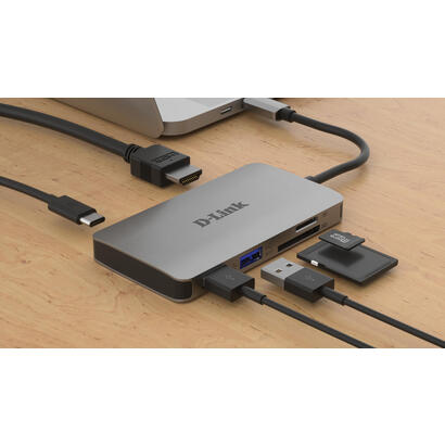 docking-usb-tipo-c-d-link-dub-m610-2xusb-1xusb-tipo-c-pd-1xthunderbolt-3-1xhdmi-1xlector-tarjetas-sd-gris