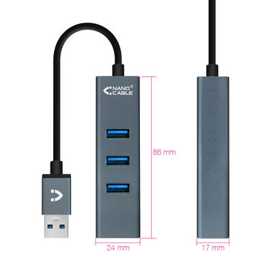 nanocable-hub-usb-30-4xusb30-usb-am-usb-30h-aluminio-10-cm-gris